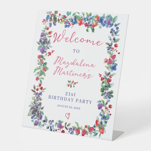 Signe De Table Rustic Boho Berry été 21e anniversaire Bienvenue (Recto)