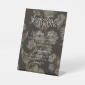 Signe De Table Rustic Brown Floral Signature Drink Wedding  (Recto)