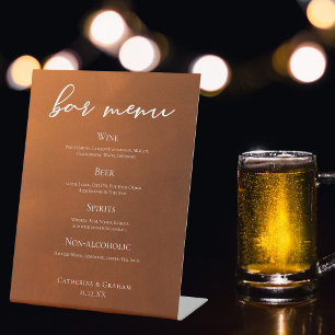 Signe De Table Rustic Burnt Orange Simple Autumn Mariage Bar Menu