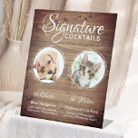 Signe De Table Rustic Chien Signature Boissons Personnalisé Anima<br><div class="desc">Signature Cocktails de vos animaux de compagnie ! Inclure votre meilleur chien, meilleur chat et tout animal de compagnie dans votre mariage avec son bar à boissons signature pour vos invités. Parfait pour les amoureux de les chiens, et un bar spécial chien sera un succès à votre mariage. Blanc simple...</div>