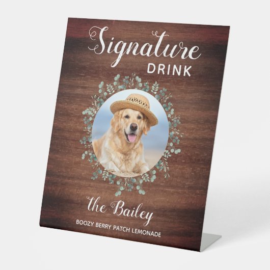 Signe De Table Rustic Dog Bar Animaux Mariages Signature Boissons (Recto)