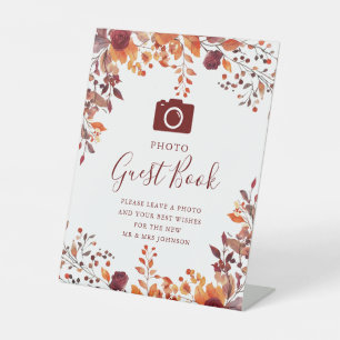 Signe De Table Rustic Fall Autumnal Photo Mariage du livre d'invi