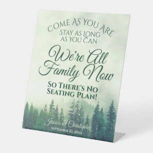Signe De Table Rustic Green Mountain Forest Mariage à siège ouver