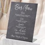 Signe De Table Rustic Mariage Bar Menu boisson personnalisée<br><div class="desc">Menu Bar ! Calligraphie simple mais élégante, cette enseigne de bar à boisson mariage propose quatre boissons "Bière", "Vin", "Spirits" et "Non-Alcoholic", personnalisées avec vos boissons de choix. Customisez ce panneau de mariage élégant avec vos noms et le menu de boisson du bar mariage! DROIT D'AUTEUR © 2020 Judy Burrows,...</div>