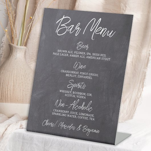 Signe De Table Rustic Mariage Bar Menu boisson personnalisée