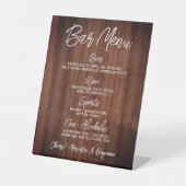 Signe De Table Rustic Mariage Drink Menu barre personnalisée (Recto)