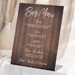 Signe De Table Rustic Mariage Drink Menu barre personnalisée<br><div class="desc">Menu Bar ! Calligraphie simple mais élégante, cette enseigne de bar à boisson mariage propose quatre boissons "Bière", "Vin", "Spirits" et "Non-Alcoholic", personnalisées avec vos boissons de choix. Customisez ce panneau de mariage élégant avec vos noms et le menu de boisson du bar mariage! DROIT D'AUTEUR © 2020 Judy Burrows,...</div>