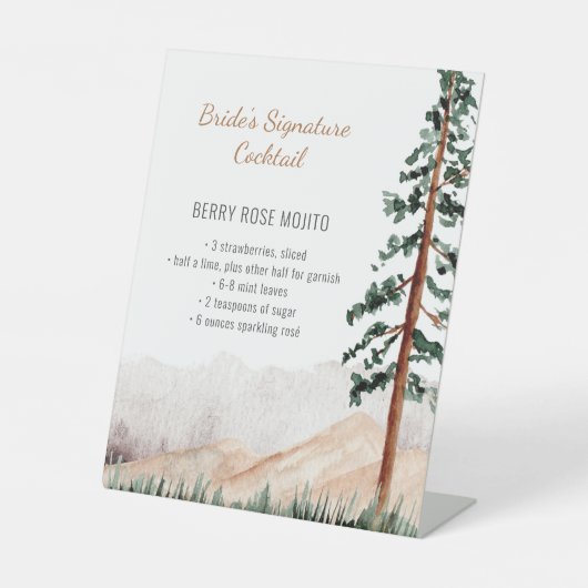 Signe De Table Rustic Mountain Landscape Bride Signature Cocktail (Recto)
