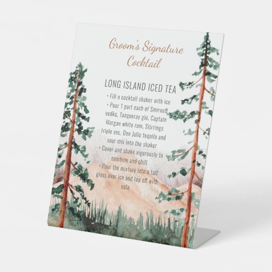 Signe De Table Rustic Mountain Landscape Groom Signature Cocktail (Recto)