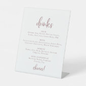Signe De Table Rustic Rose Gold Script Mariage Boissons Menu Sign (Recto)