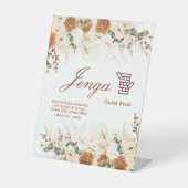 Signe De Table Rustic Terracotta Floral Jenga Guest Book Sign (Recto)