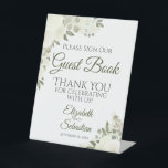 Signe De Table Rustic White Boho Roses S'il vous plaît signer not<br><div class="desc">Ce magnifique panneau de piédestal fera invitation vos invités mariages à signer votre livre d'or. Décoré dans un style boho chic et rustique, il présente des roses aquarellés à la main et des fleurs dans les tons ivoire, blanc et crème, ainsi que des sprigs de feuilles eucalyptus et de verdure...</div>