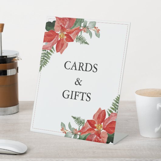 Signe De Table Rustic Winter Poinsettia Red Christmas Wedding (In SItu)