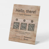 Signe De Table Rustic Wood Social Media 3 QR Code Scan to Connect (Recto)