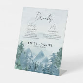 Signe De Table Rustique aquarelle Blue Green Mountains Mariage (Recto)