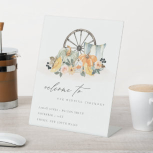 Signe De Table Rustique Automne Citrouille Feuilleté Mariage Flor