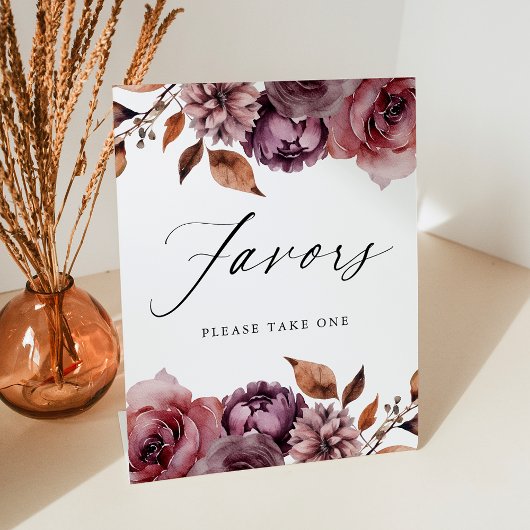 Signe De Table Rustique Automne Marsala Floral Faveurs Mariage Fa