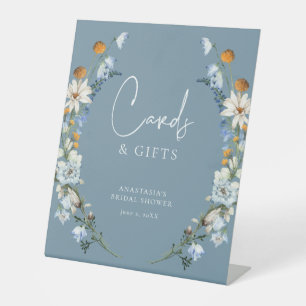 Signe De Table Rustique Bleu Fleurs sauvages & Daisies Cadeaux de