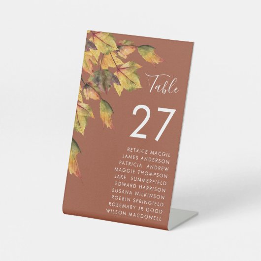 Signe De Table Rustique Brown Autumn Foliage Mariage de automne M (Recto)