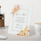 Signe De Table Rustique Floral Citrouille Gold Frame Mariage Open (In SItu)