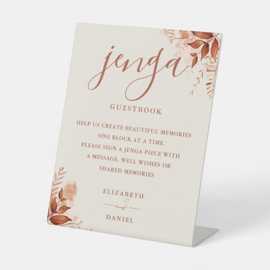 Signe De Table Rustique Floral Jenga Mariage (Recto)