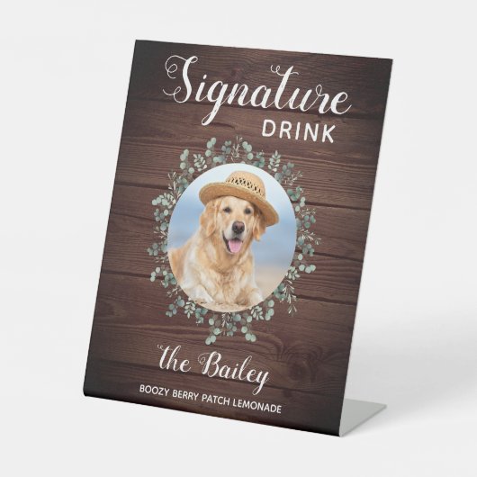 Signe De Table Rustique Mariage Signature Boissons Animaux de com (Recto)