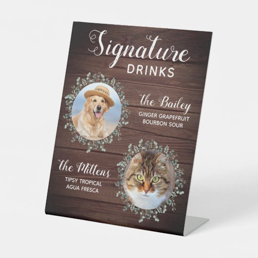 Signe De Table Rustique Mariage Signature Boissons Animaux de com (Recto)