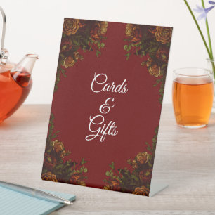 Signe De Table Rustique Orange Red Fall Élégant Mariage gothique