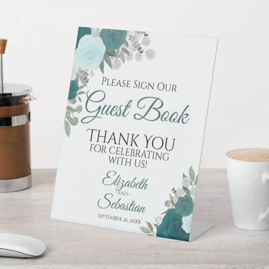 Signe De Table Rustique Turquoise Boho Floral S'Il Vous Plaît Sig (In SItu)