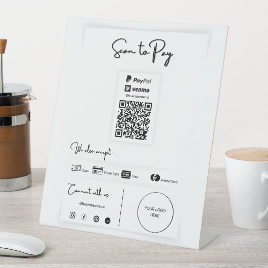 Signe De Table Sacrer pour payer un code QR (In SItu)