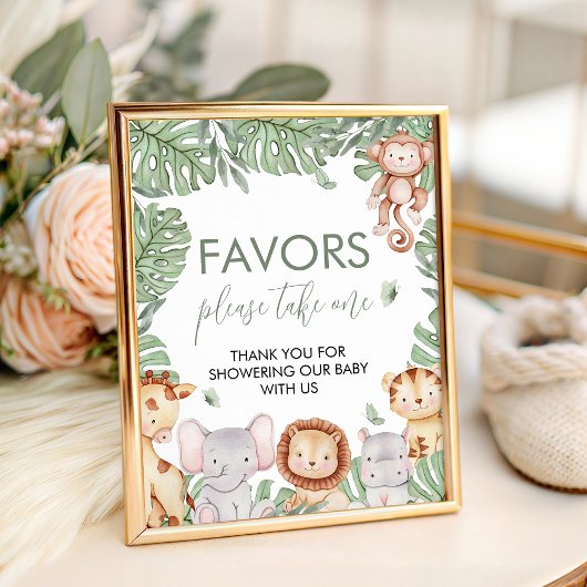 Signe De Table Safari Baby Shower Favors Sign