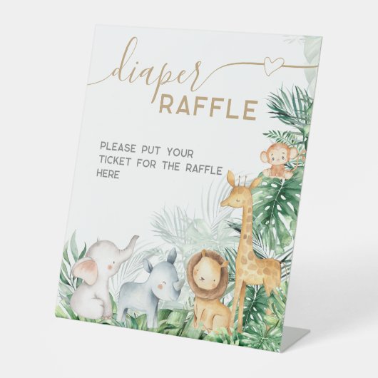 Signe De Table Safari Bébé Animaux Baby shower Déchets Raffle (Recto)
