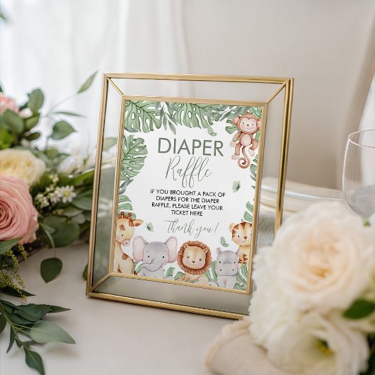 Signe De Table Safari Diaper Raffle Sign