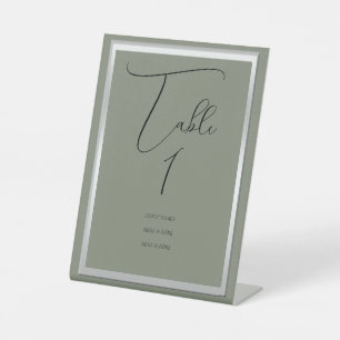 Signe De Table Sage et Mariage argenté sophistiqués Numéro de tab