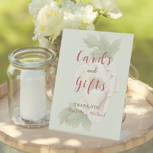 Signe De Table Sage et rose pâle Cartes et Cadeaux Floraux