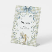 Signe De Table Sage Gingham Woodland Squirrel Baby Shower Drinks  (Recto)