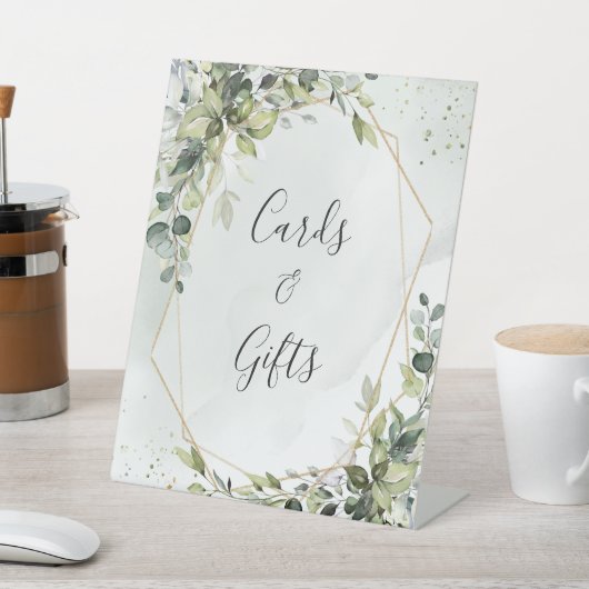 Signe De Table Sage gold eucalyptus geometric wedding gifts sign (In SItu)