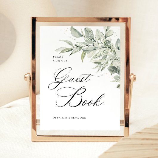 Signe De Table Sage Green Botanical Guest Book Wedding Table