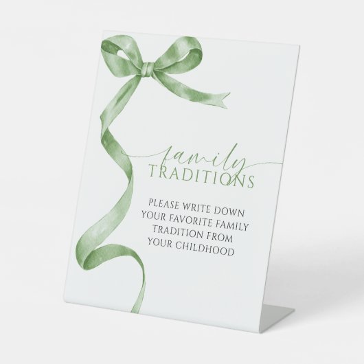 Signe De Table Sage Green Bow Traditions Familiales Préférées Jeu (Recto)