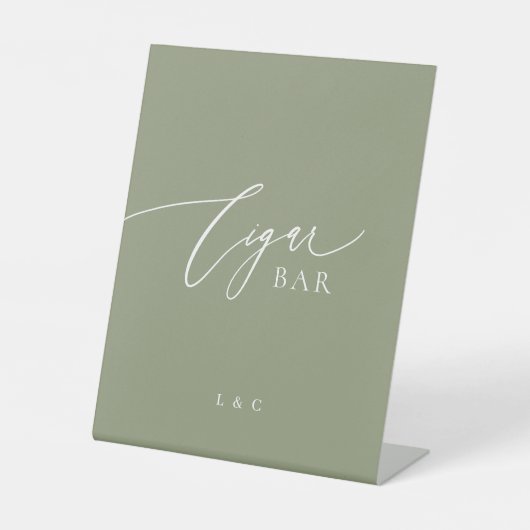 Signe De Table Sage Green Calligraphie Formelle Mariage Cigar Bar (Recto)