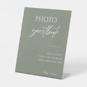 Signe De Table Sage Green Calligraphy Mariage Photo Livre d'or (Recto)
