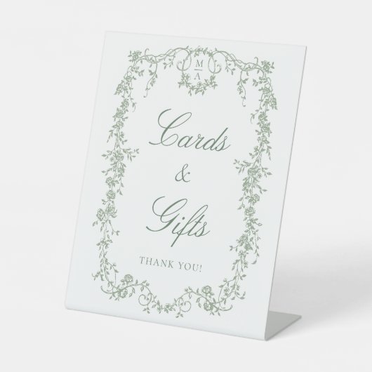 Signe De Table Sage Green Classique Français Cartes-Cadeaux (Recto)