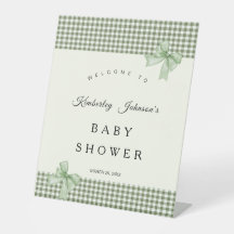Sage Green En vichy Baby shower Invitation et vach