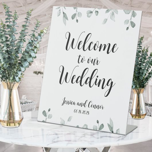 Signe De Table Sage Green Eucalyptus Verdure Bienvenue Au Mariage