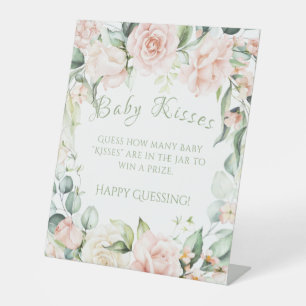 Signe De Table Sage Green Floral Baby shower Baby Kisses Jeu