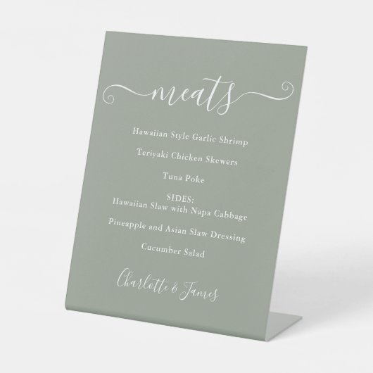 Signe De Table Sage Green Food Menu Signature Script (Recto)