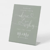 Signe De Table Sage Green Heart Script Conseils Et Vœux (Recto)