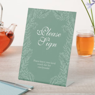 Signe De Table Sage Green Mariage Vintage Botanique Livre d'Invit