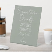 Signe De Table Sage Green Minimalist Script Signature Boissons (In SItu)