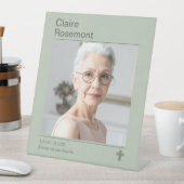 Signe De Table Sage Green Modern Funeral Photo Table Sign (In SItu)